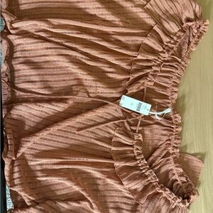 Anthropologie Women's Ruffled Blouse in Rust